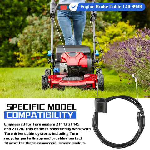 Engine Brake Cable Replacement 140-3948 For Toro 21770 21442 21445 Mowers OEM Direct Replacement Fits Exact Toro OEM Specs Easy Install And Durable Performance.