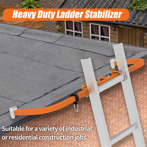 Heavy Duty Ladder Stabilizer With Tool Tray For Roof Gutter Cleaning Wing Span Stand Off Non Slip Rubber Bottom Feet Extended Ladder Accessory That Protects Walls From Scratches And Keeps Tools Handy on roof ladder