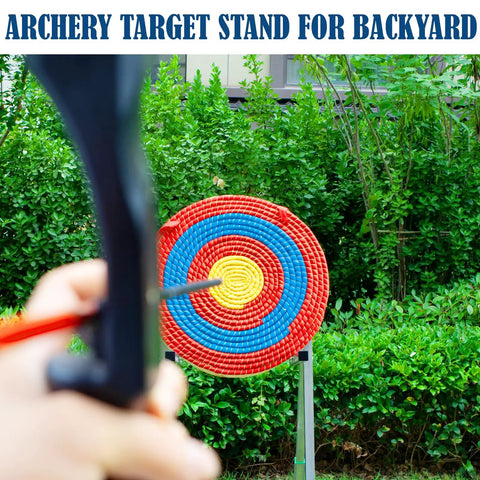 Backyard Archery Target Stand With Telescopic Height Adjustment and colorful target, ideal for bow and arrow practice