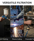 Quarter Inch Inline Air Filter And Water Separator For HVLP Spray Guns And Air Tools in use for painting and cutting