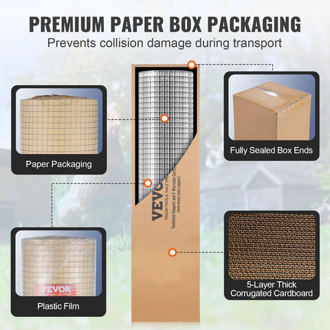 Real Deal 1/2 Inch Hardware Cloth, 24 By 25 Ft Roll, 19 Gauge Hot Dipped Galvanized Steel Wire Mesh packaging with paper and plastic details.