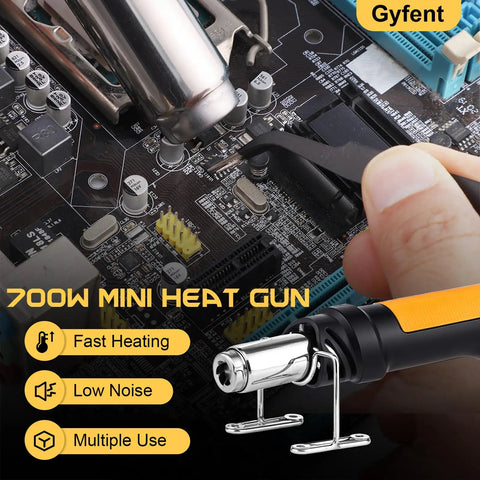 Heat Gun 700W Mini Hot Air Rework Tool With LED Display, 10 Temperature Settings shown on circuit board
