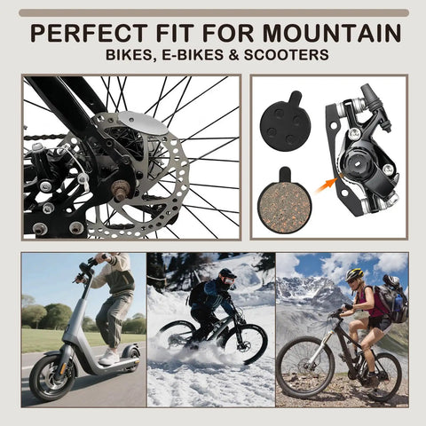 Five Pairs Low Noise Disc Brake Pads For Mountain Bikes Ebikes And Scooters Semi Metallic Resin Braking Pads Kit installed on bike
