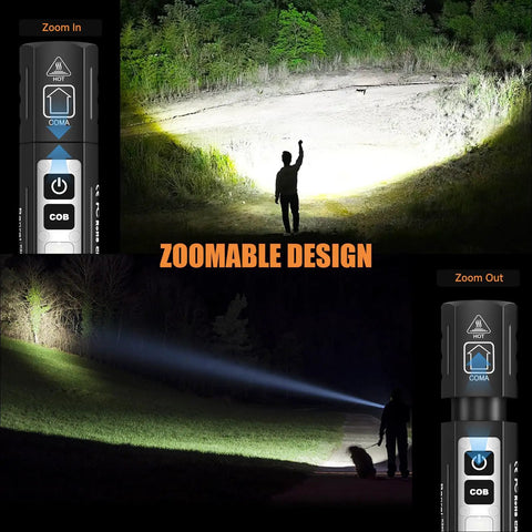 Rechargeable Magnetic Mini Flashlight With Beefy Beam High Lumen LED USB C 8 Modes Dual Button Waterproof Pocket Torch in use outdoors