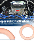 30 Pack M8 Copper Flat Washers Built Like A Tank Sealing Rings 12mm Outside Diameter 1mm Thick with smooth surface for automotive use.