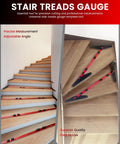 Aluminum Stair Tread Template Tool 8 To 60 Inch Jig For Accurate Angle Length And Depth Measurement shown measuring stairs