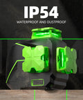 3 X 360 Cross Line Laser Level 3D Self Leveling With Green Beam, IP54 waterproof, dustproof, magnetic pivot, green laser detail