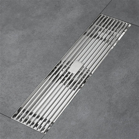 Built Different Rectangular Drain Cover With Removable Tile Grate And Hair Catcher Brushed Black Stainless Steel Finish For Showers And Bathroom Tiles For Easy Clean Surface Drainage System For Modern Bathrooms And Laundry Rooms.