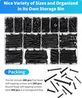 Stainless Steel Self Tapping Wood Screws Kit 560 Piece Assortment With Flat Head And Round Head M3 M4 M5 M6 organized in box
