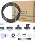 Outdoor Misting System For Patio And Yard With 59 Ft Line, Filter, 23 Brass Nozzles, Brass Adapter Three Quarter Inch, Leak Free Black PU Tubing Kit