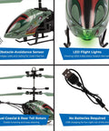 Boba Fett RC Helicopter For Kids 8+ Easy Fly Remote Control Toy With LED Lights Durable Polymer Body Coaxial Rotors Galactic Edition