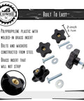 5/16 Inch Threaded Knob Kit With Bolts And Washers, 4 Pack T Track Clamping Knobs, polypropylene knobs with brass inserts