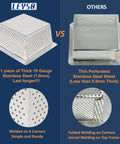 Comparison of Super Tough Heavy Duty Type 304 Stainless Steel Floor Sink Basket Strainer Drain Cover With Seamless Laser Welded Build Perfect For Kitchens Restaurants Bars Buffets And More, showing thick gauge and welding.