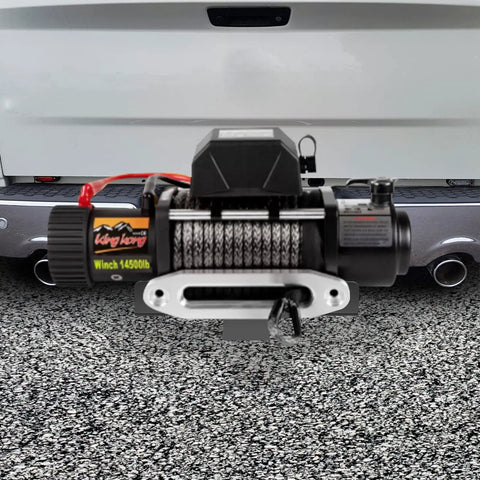 Beefy Winch Hitch Cradle Mount Plate With 2 Inch Receiver, mounted on a truck, showcasing black powder-coated steel finish.