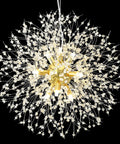 Lit Modern Gold Crystal Chandeliers With Firework Dandelion Sputnik Design, 9-Light Dimmable Pendant Light Fixture for dining room