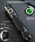 Rechargeable Pocket EDC Flashlight Tiny But Mighty 2000 Lumens LED Light For Camping And Hiking Ultra Compact 4.63 Inch Size