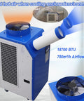 Heavy Duty 18700 BTU Industrial Spot Cooler Portable Air Conditioner with dual exhaust designed for effective air circulation.