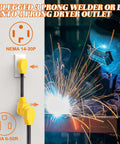 Image showing Badass 1 Ft Nema 14-30P To 6-50R Welder Adapter Cord connecting to dryer outlet with sparks flying.