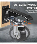 Close-up of one caster from Set Of Four 2.5 Inch Retractable Swivel Workbench Casters With 360 Degree Spin Stepdown Lift Mode Easy Mount