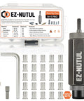 Rivet Nut Installation Tool Set For Flat Head Rivnuts 10 To 24 SAE And Metric Nutserts Heavy Duty Zinc Plated Steel Kit Includes Drill Bit Step Drill Hex Wrench And Hex Bit 25 Piece