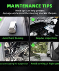 Maintenance tips for steering knuckle lifespan: avoid hard braking, regular inspections, avoid overloading suspension, avoid high speed turning.