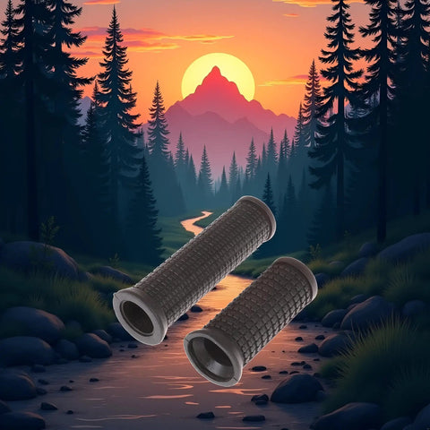 Two Piece Black MTB Handlebar Grips For Twist Shifters Shockproof Anti Slip TPR Rubber Long Or Short Grips in nature setting