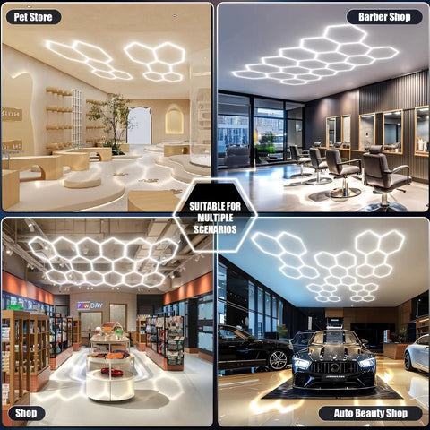 Hexagon LED Garage Lights 200W 20000LM 5 Grids 25 Pack Ceiling Shop Light 6500K Ultra Bright For Your Garage And Shop