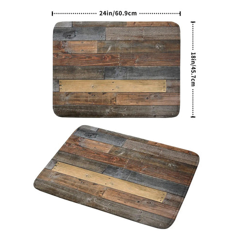 Wood Grain Dish Drying Mat For Kitchen Countertop 18x24 Inch Large Beast Absorbent Reversible Microfiber Pad With Waterproof Backing Rustic Barnwood Look Drainer Mat For Quick Drying And Easy Cleanup, showing both front and perspective view.