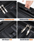 Cosbarn luggage set, black ABS hard-shell; close-up of built-in combination lock on zippers.
Cosbarn luggage set, black ABS hard-shell; installed reinforced grip handles for easy lifting.
Cosbarn luggage set, black ABS hard-shell; side bumper feet protect the base during loading.
Cosbarn luggage set, black ABS hard-shell; smooth durable zipper on double-zipper tracks.