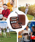 All In One Golf Accessories Kit For Men And Women With Rangefinder And Multifunction Tools displayed next to golf scenes and gifts.