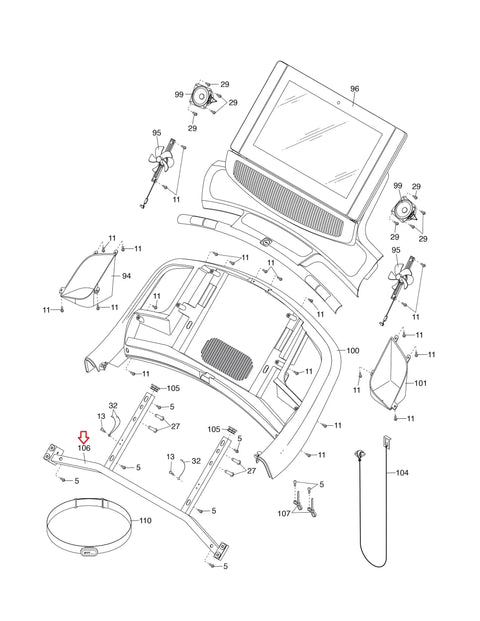 Console Frame Replacement For NordicTrack Commercial 2950 Treadmill Compatible With NTL192210 NTL19221-INT0 NTL191190 NTL191194 Replacement Component 403992 Durable Mounting Bracket For Display Console black treadmill console frame diagram