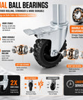 Five Inch Heavy Duty Scaffold Caster Wheels With No Fuss Locking Brake And Anti Slip Tread Dual Ball Bearings close-up showing dual bearings for stability.