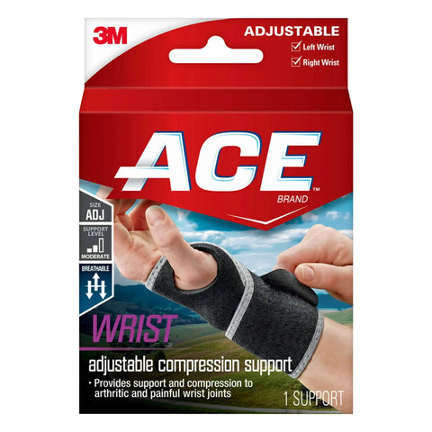 Adjustable Compression Wrist Support Brace With Moderate Joint Relief For Weak Sore Or Injured Wrists Featuring Low Profile Design