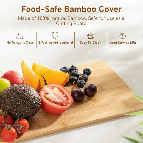 Food-Safe Bamboo Cover for Stackable Pantry Organizers With Bamboo Lids And Clear Bins For Fruits And Vegetables Extra Large Capacity Home Storage.