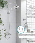 Dope Exposed Shower Faucet Set With 8 Inch Wall Mount Rainfall Head, Handheld Spray, Polished Chrome Bath System in modern shower