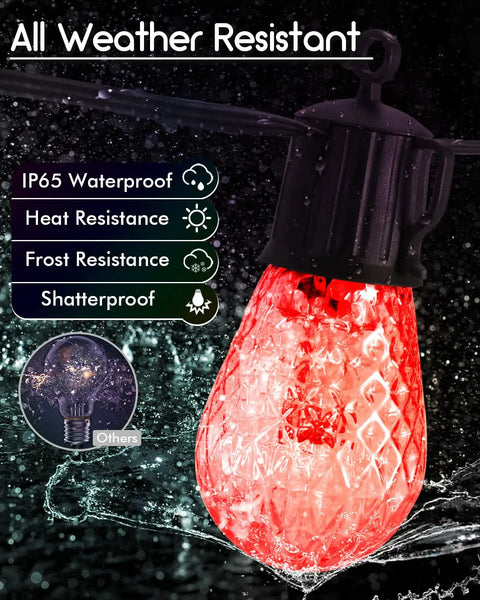 Outdoor Solar String Lights 48 Ft Waterproof Dimmable With Timer Bluetooth App And Remote 20 Scene Color Modes For Yard