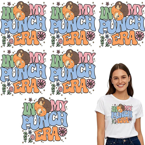 Six Pack DTF Transfers For T Shirts Ready To Press Heat Transfer Stickers 7x7 Washable Iron On Vinyl Decals in colorful design