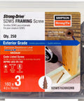 Strong-Drive Framing Screws 0.160 Inch By 3 Inch Sawtooth Point 6-Lobe Drive Quik-Guard Low Profile Head Tan Pack Of 250 box