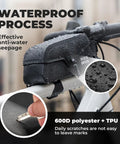 Magnetic Flap Top Tube Bike Bag Waterproof Frame Storage For Road And MTB Bikes Quick Access Tool Kit Pockets L Size Keeps Your Gear Safe On Long Rides close-up showing waterproof design and materials.