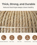Close-up of All Natural Brazilian Sisal Rope Hundred Percent Sisal Chemical Free showing thick durable texture for DIY.