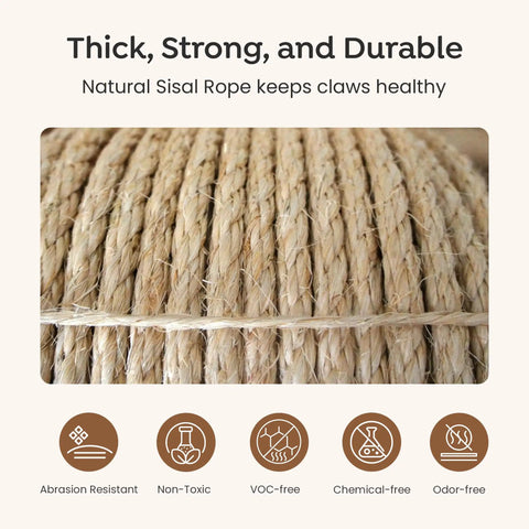 Close-up of All Natural Brazilian Sisal Rope Hundred Percent Sisal Chemical Free showing thick durable texture for DIY.