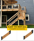 Step Up Your Outdoor Setup With These Real Deal Heavy Duty 30 Degree Stair Railing Brackets Concealed U Shape Connectors Black Hidden Hardware Fits 2 By 4 Lumber Strong Deck Hold on wooden deck and stairs.