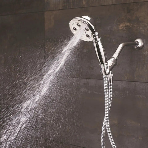 Chelsea Anystream 360 Multi Function Handheld Shower Head With 2.5 GPM Flow Polished Chrome Finish installed with water spray