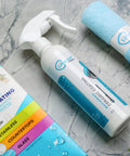 Ceramic Coating Spray Kit For Kitchen And Bathroom Surfaces That Repels Stains Smudges Water Spots And Soap Scum bottle and cloth