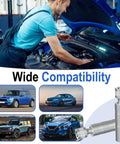 Mechanic uses 14mm and 16mm spark plug socket set with 3/8 inch drive, shown with compatible car models.