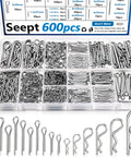 600 Piece 304 Stainless Steel Cotter Pins Kit With Hitch Pin Clips For Locking Systems A Handy Farm Tool And Tractor Implements That Makes A Great Workhorse Pin Kit For Quick Durable Solutions., assorted cotter pins in plastic organizer box