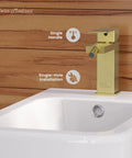 Concorde Bidet Faucet In Brushed Gold Solid Brass Single Hole Install 1.2 GPM Flow Easy One Handle Control For Hot And Cold Water