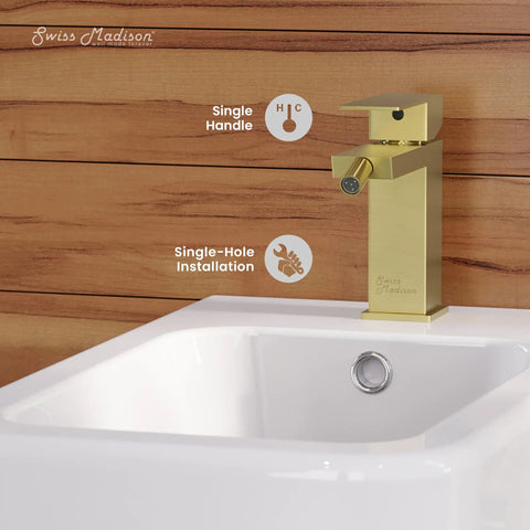 Concorde Bidet Faucet In Brushed Gold Solid Brass Single Hole Install 1.2 GPM Flow Easy One Handle Control For Hot And Cold Water