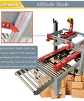Crush Your Shipping Rush Like A Boss With This Smooth Auto Carton Sealer Machine For Quick Box Taping showing adjustable height ruler for packaging.