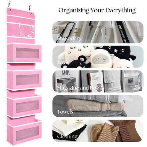 Sweet Pink Over The Door Organizer With Four Roomy Clear Pockets For Hanging Storage In Nursery Bedroom Or Closet To Stash Baby Essentials Toys And Cosmetics No Fuss Setup Gonna Love This Super Neat Look.